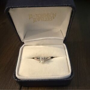14k white gold princess cut .48c engagement ring